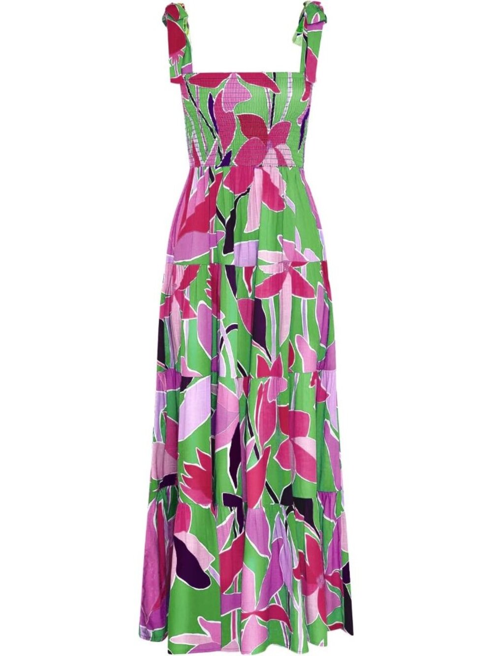 Women's Floral Purple Sleeveless Square Neck Ruffle Casual Imported Maxi Dress